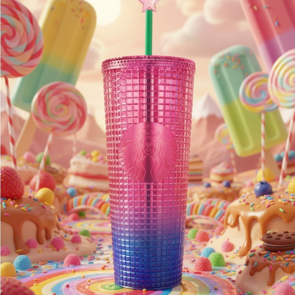 RARE Starbucks 24oz Pink & Blue Ombre Studded Cold Cup Tumbler - Picture 1 of 4